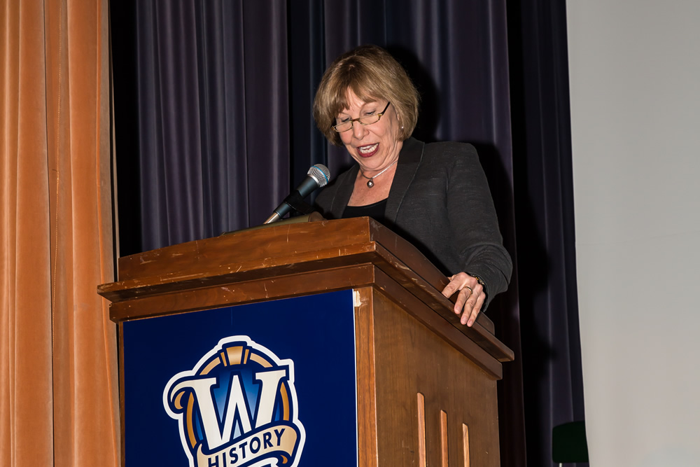 Mary Lou Roberts giving commencement address