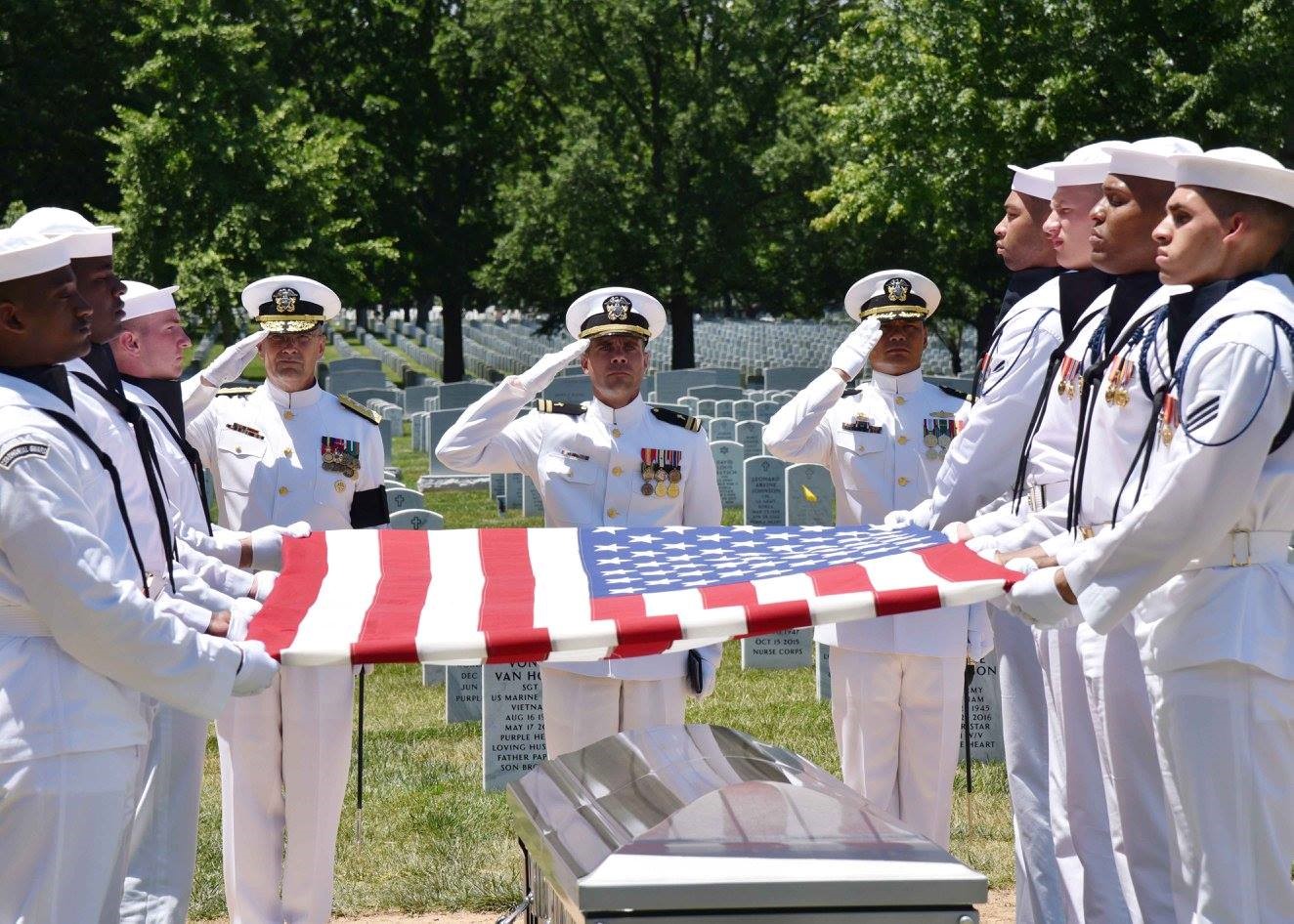 Funeral service for a sailor killed during the Battle of Tarawa (WWII) and accounted for in 2016 Official DPAA photo (2017)