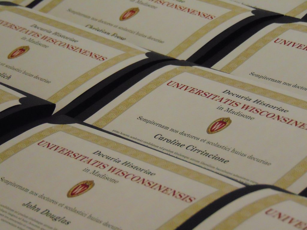 Graduates receive their History Department certificates
