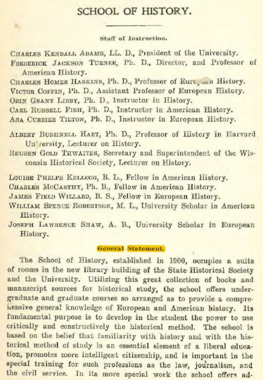 Snap of Catalogue of the University of Wisconsin for 1900-1901, 174.