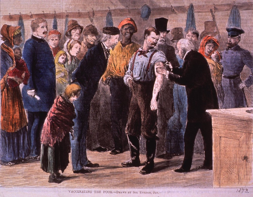 Vaccinating the Poor, print by Sol Eytinge, Jr., 1873.