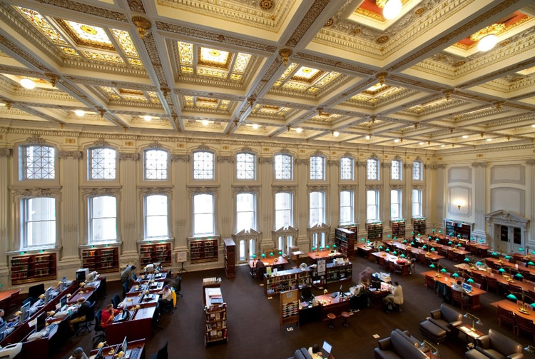 Alt Text: The Wisconsin Historical Society Reading Room Permission: from the UW Photo Collection