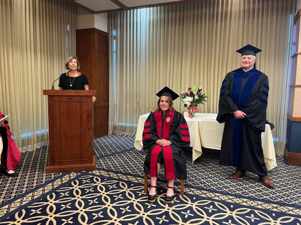 Pictured: Abigail E. Lewis, PhD with Professors Laird Boswell and Mary Lou Roberts