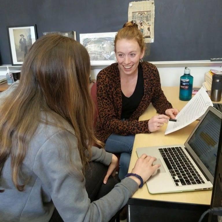 Graduate student from the History Lab has appointment with undergraduate student.
