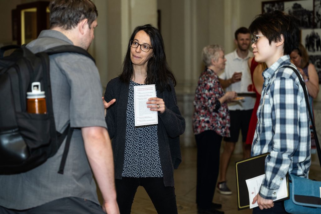 Director of Undergraduate Studies, Professor Kathryn Ciancia, celebrates with graduates at the reception.