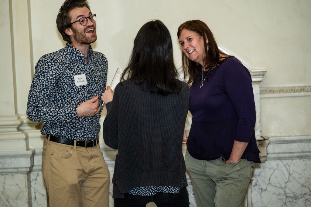 Director of Undergraduate Studies, Professor Kathryn Ciancia, celebrates with graduates at the reception.