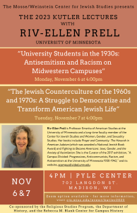 Event Poster: The 2023 Kutler Lectures with Riv-Ellen Prell