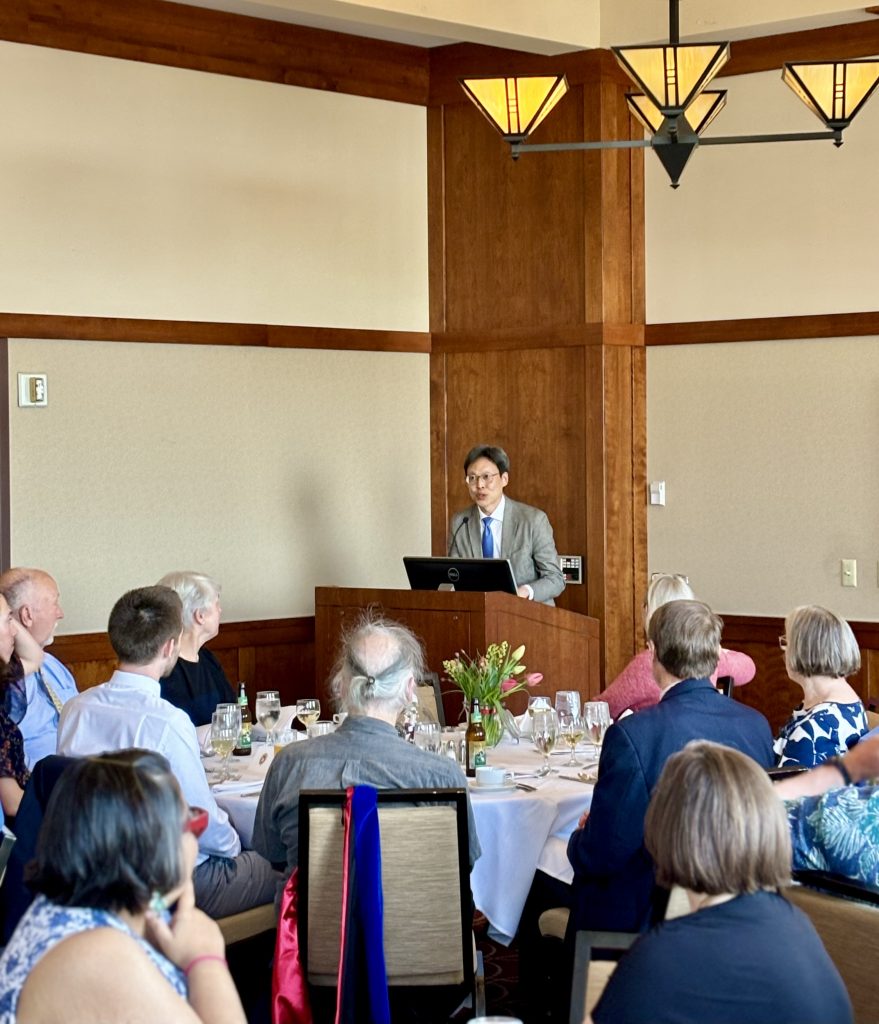 Charles Kim (Director of Graduate Studies) speaking at graduate celebration event