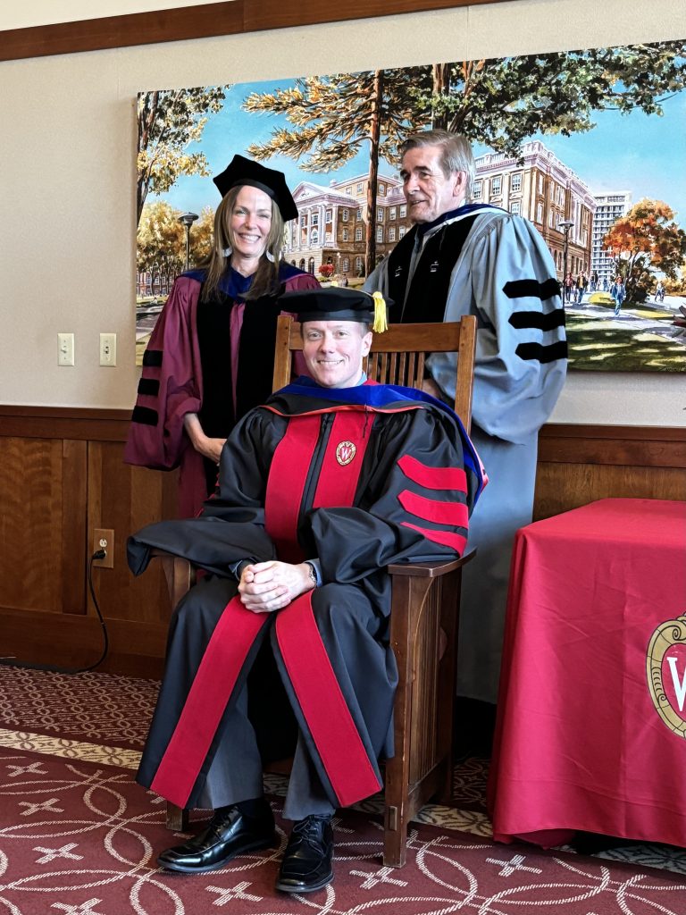 Lewis J. Patterson, History PhD, with Prof. David McDonald and Prof. Heather Streets-Salter (European History)