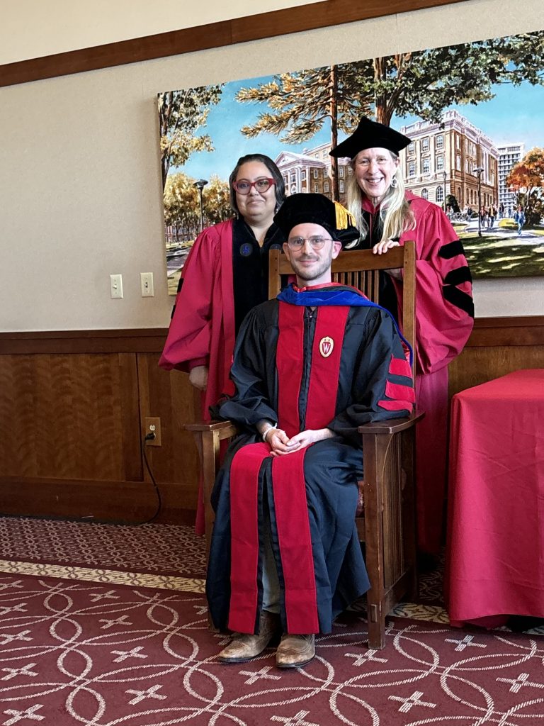 Tyler Andrew Lehrer, History PhD, with Prof. Anne Hansen and Prof. Mou Banerjee (Southeast Asian History)