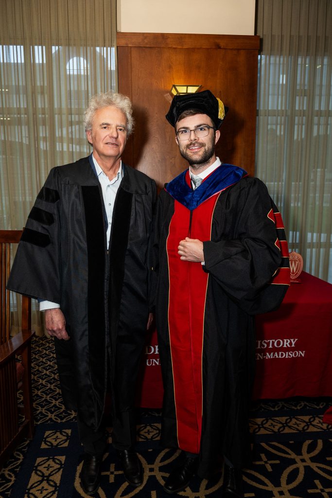Collin E. Bernard, History PhD, with Prof. Laird Boswell, representing Prof. Giuliana Chamedes (European History)