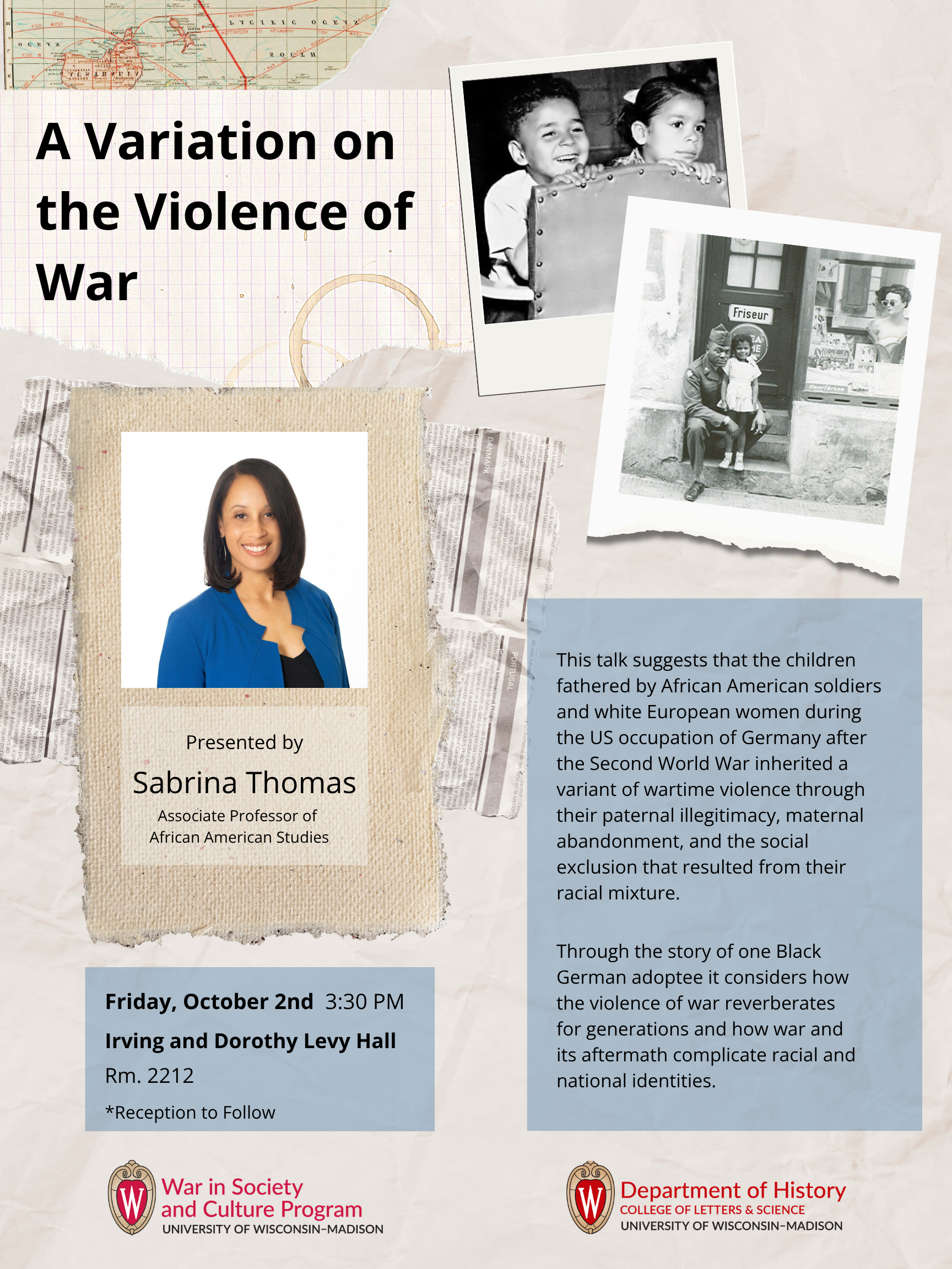 Event flyer for War in Society and Culture Program Event on October 2, 2026. See associated page for event details.