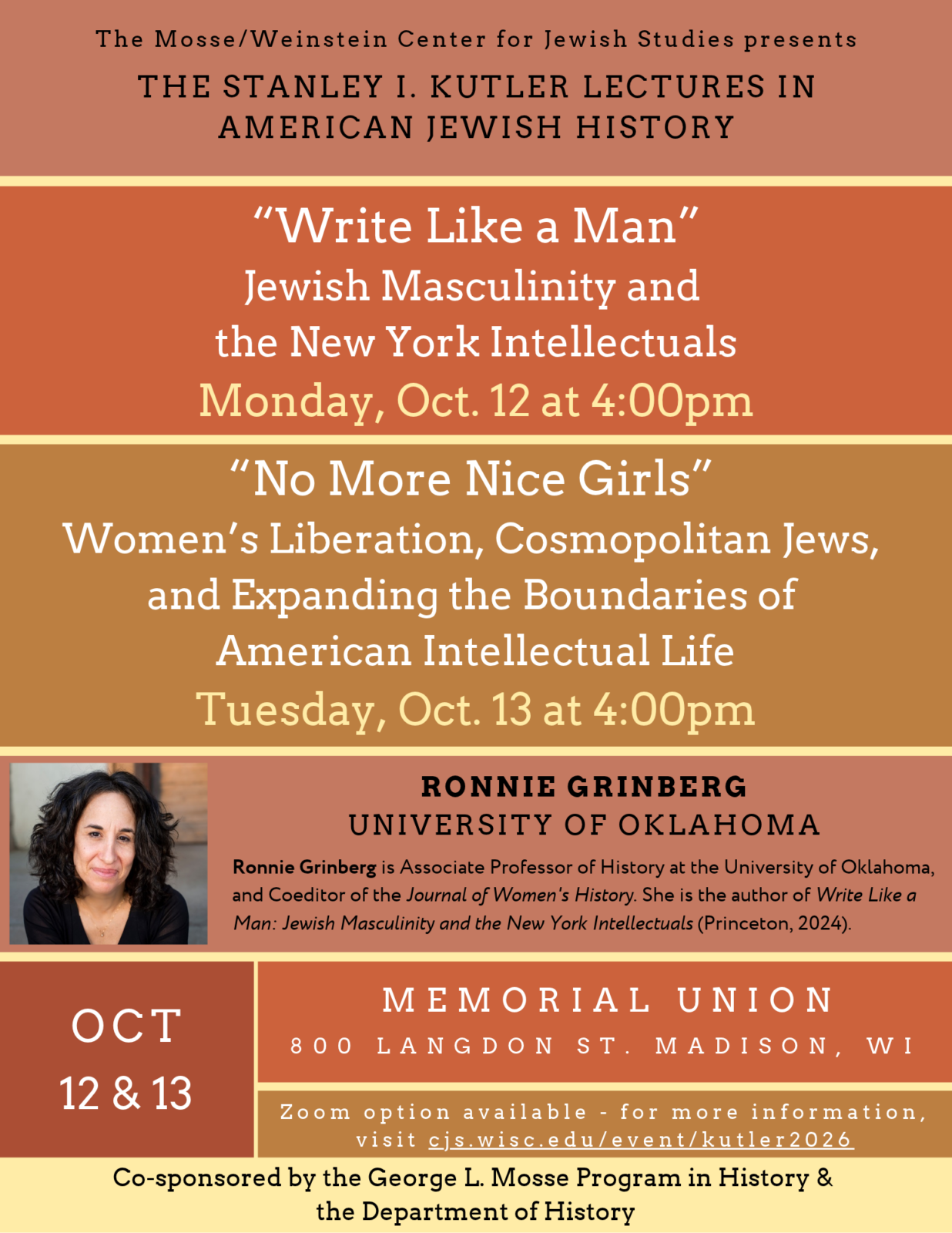 Event flyer for 2026 Stanley Kutler Lectures in American Jewish History.